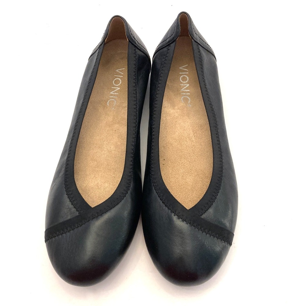 Vionic Carroll Ballet Flats Womens‎ 6 EU 37 Black Leather Arch Support
